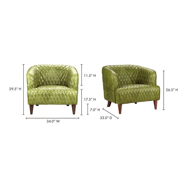 Magdelan Tufted Leather Arm Chair Emerald, image 4