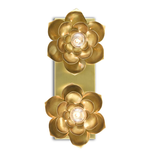 Blossom Satin Brass Two-Light Wall Sconce, image 1
