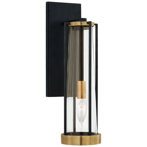 Calix Bracketed Sconce in Bronze and Brass with Clear Glass by Thomas O'Brien, image 1