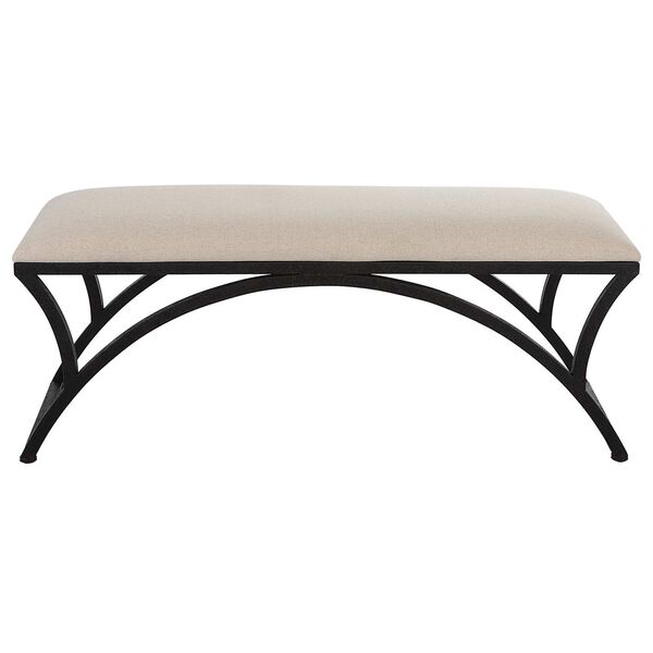 Whittier Black and Oatmeal Arch Accent Bench, image 1