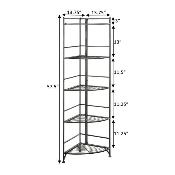 Xtra Storage Black Five-Tier Folding Metal Corner Shelf, image 4