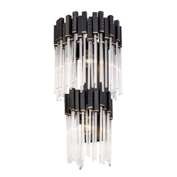 Matrix Matte Black French Gold Two-Light Two-Tier Wall Sconce, image 1
