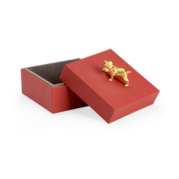 Pam Cain Dark Red and Metallic Gold Bulldog Handle Box, image 2