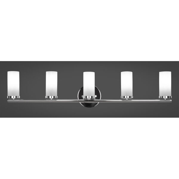 Trinity Chrome Five-Light Bath Vanity with White Marble Glass, image 2