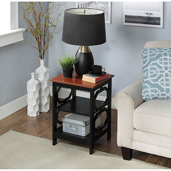 Omega Cherry Top End Table with Black Frame, image 2