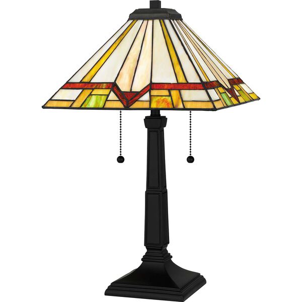 Frederick Matte Black Two-Light Table Lamp, image 1