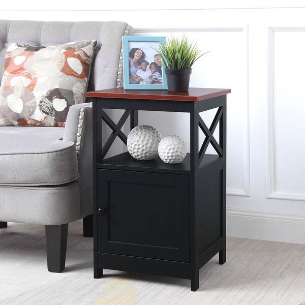 Oxford Cherry and Black End Table with Cabinet, image 3