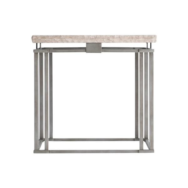 Riverton Travertine Silver Side Table, image 4