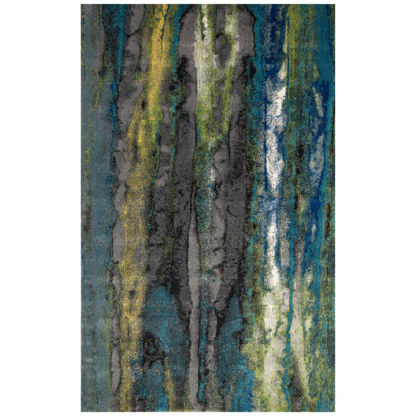 Brixton Contemporary Oil Slick Teal Teal Area Rug, image 1