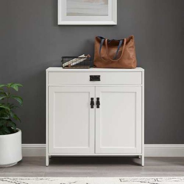 Fremont Distressed White Accent Cabinet, image 1