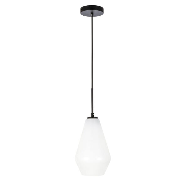 Gene Black Seven-Inch One-Light Mini Pendant with Frosted White Glass, image 5