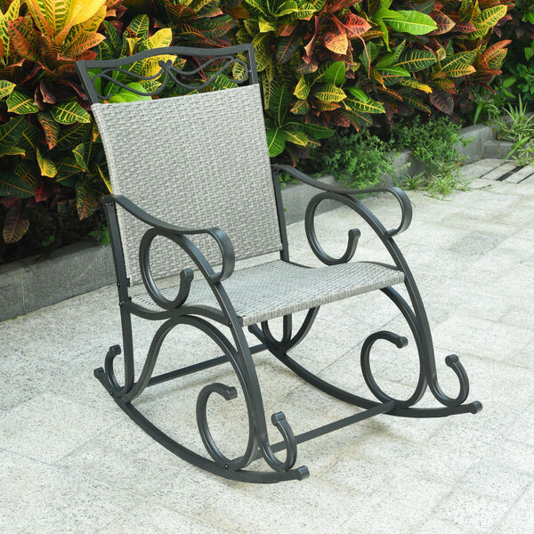 Valencia Gray Resin Wicker Outdoor Rocking Chair, image 1