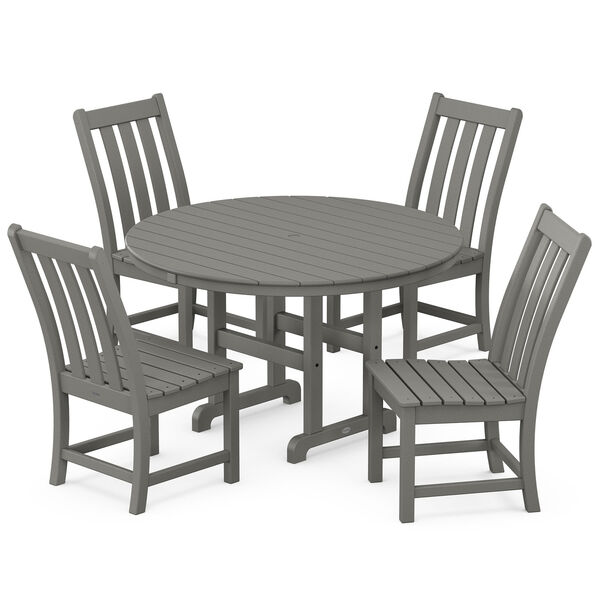 Vineyard Slate Grey Round Side Chair Dining Set, 5-Piece, image 1
