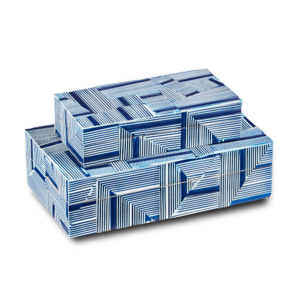 Cade Blue and White Nesting Box, Set of 2, image 1