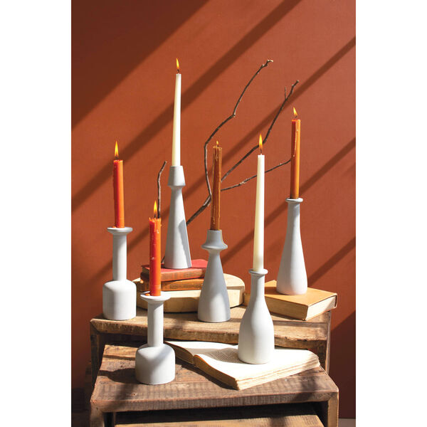 Gray Distressed Cast Aluminum Taper Candle Holders, Set of Six, image 1