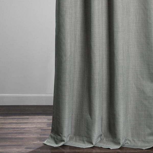 Pebble Grey Italian Textured Faux Linen Hotel Blackout Curtain Single Panel, image 5