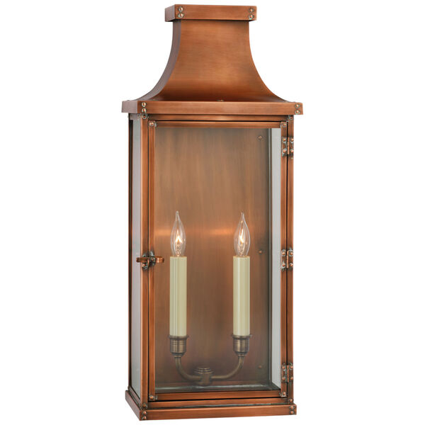 Bedford Wide Tall Lantern in Natural Copper by Chapman and Myers, image 1