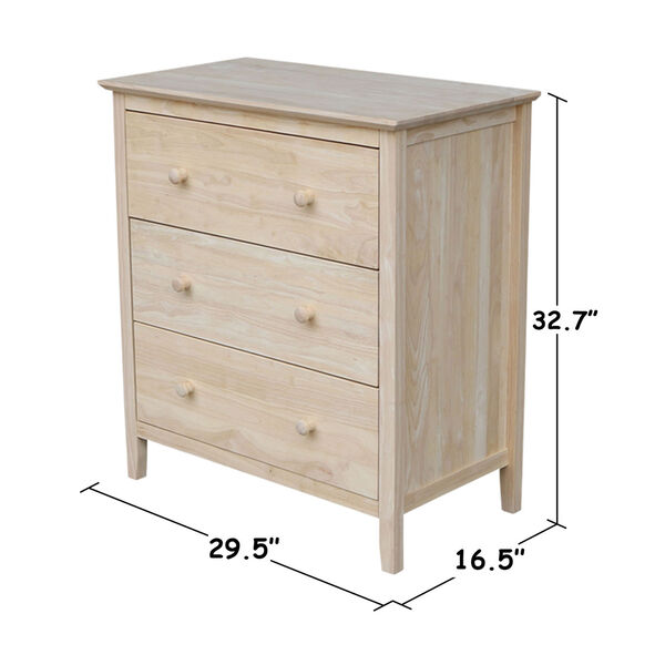 Unfinished Chest with 3 Drawers, image 2