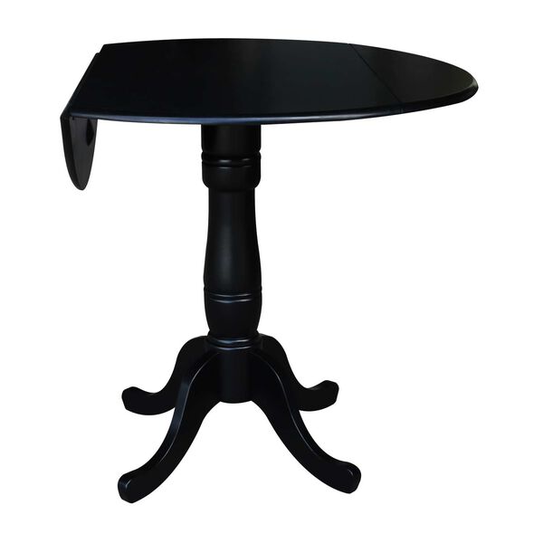 Black 36-Inch High Round Dual Drop Leaf Pedestal Dining Table, image 2