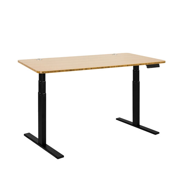 Autonomous Black Frame Bamboo Classic Top Premium Adjustable Height Standing Desk, image 1