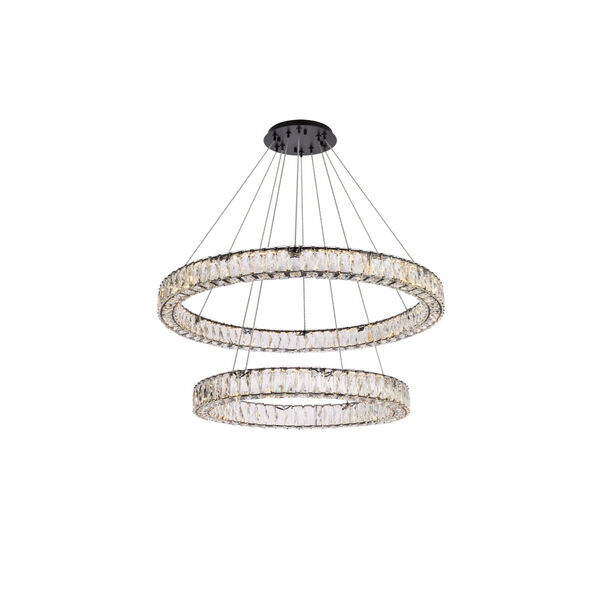 Monroe Black 36-Inch Integrated LED Double Ring Chandelier, image 1