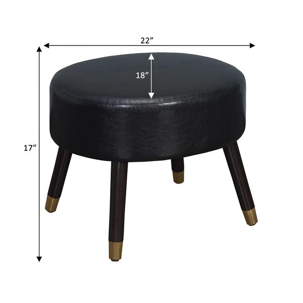 Designs4Comfort Mid Century Black Faux Leather Oval Ottoman Stool, image 6