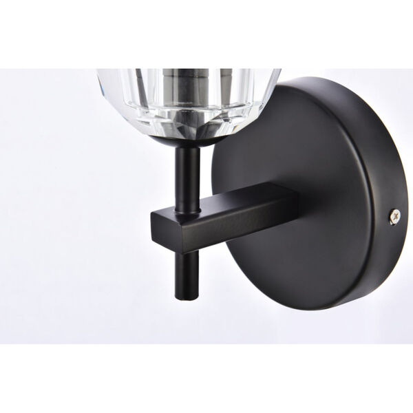 Eren Black One-Light Wall Sconce with Royal Cut Clear Crystal, image 6