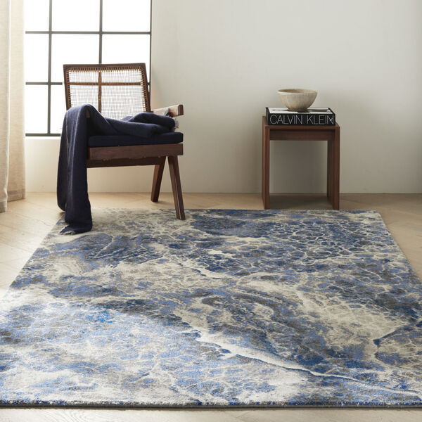 Gradient Blue and Grey Rectangular: 5 Ft. 6 In. x 8 Ft. Area Rug, image 2