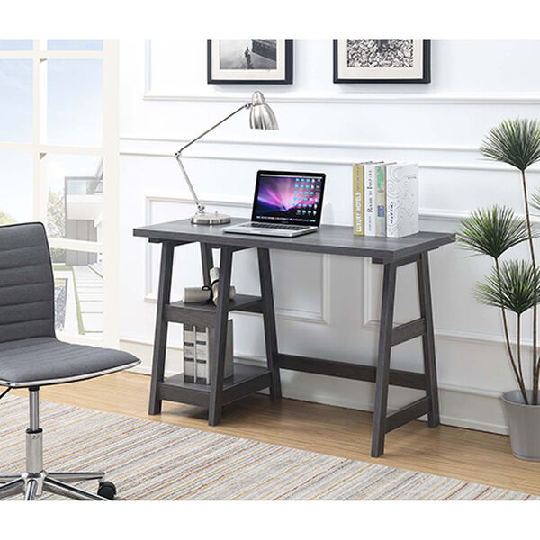 Designs2Go Charcoal Gray Trestle Desk, image 1