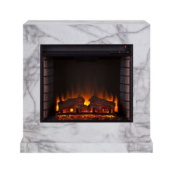 Dendale White Faux Marble Faux Marble Electric FIreplace, image 2