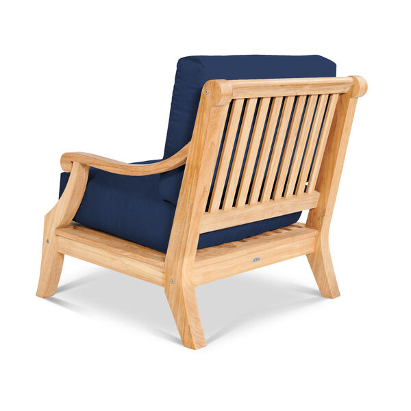 Sonoma Natural Teak Deep Seating Outdoor Club Chair with Sunbrella Navy Blue Cushion, image 2