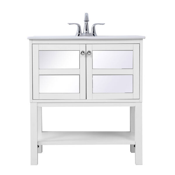 Mason White 30-Inch Mirrored Vanity Sink Set, image 1