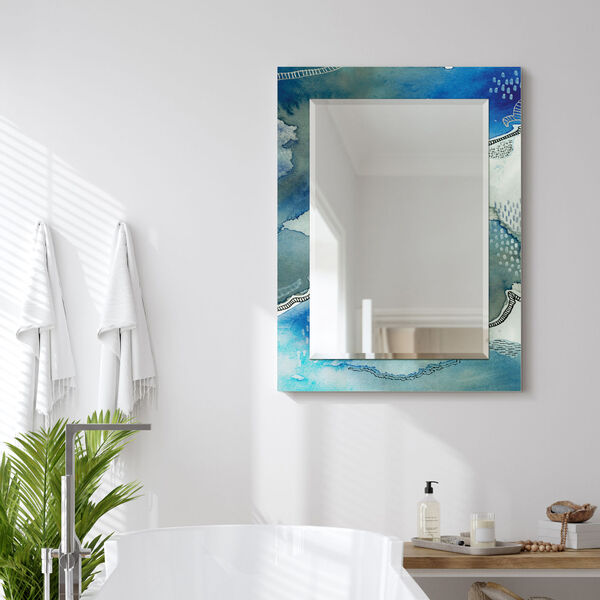 Subtle Blues Blue 40 x 30-Inch Rectangular Beveled Wall Mirror, image 5