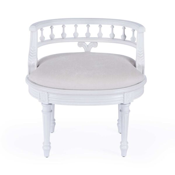 Hathaway Cottage White Upholstered Vanity Seat, image 2