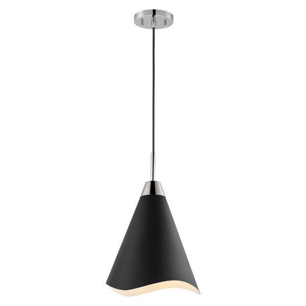 Tango Matte Black and Polished Nickel 12-Inch One-Light Pendant, image 2