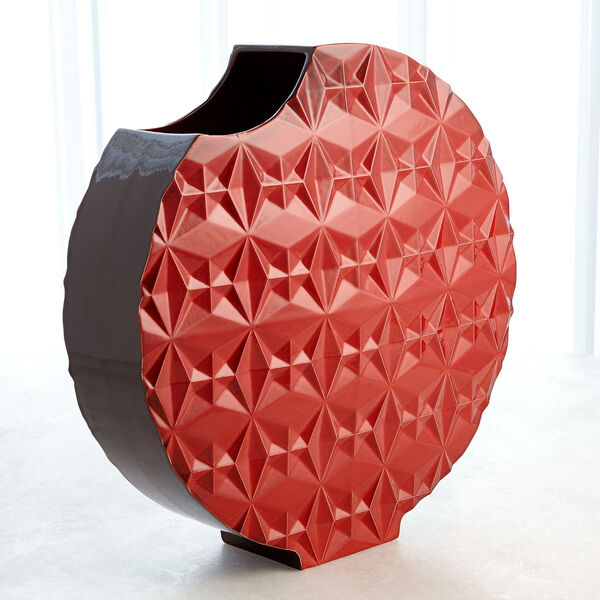 Red Large Ceramic Geometric Vase, image 2