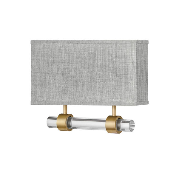 Luster Heritage Brass Two-Light LED Wall Sconce with Heathered Gray Slub Shade, image 1