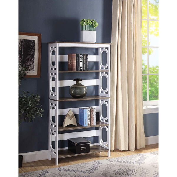 Omega Driftwood and White Five Tier Book Case, image 1