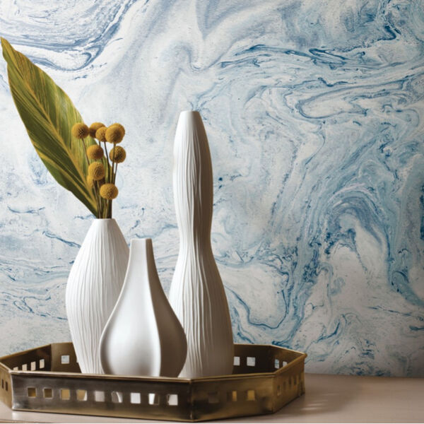 Oil Marble Stonework Blue Peel and Stick Wallpaper, image 1