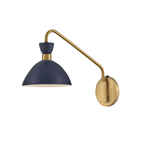 Simon Matte Navy with Heritage Brass Accents One-Light Wall Sconce, image 1