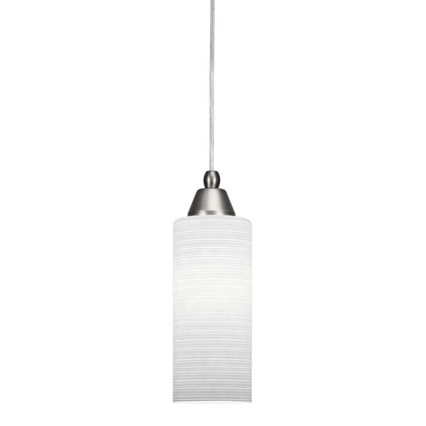 Cord Brushed Nickel Four-Inch One-Light Mini Pendant with White Matrix Glass Shade, image 1