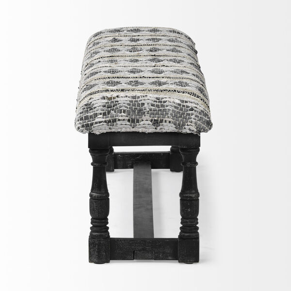 Denison II Black Bench with Woven Leather Cushion, image 3