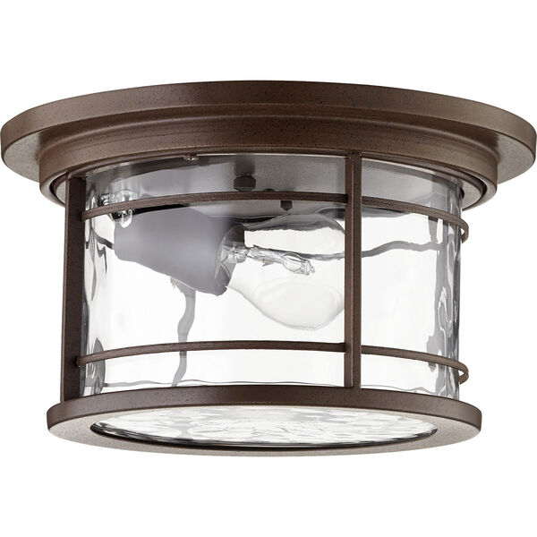 Larson Oiled Bronze with Clear Hammered Glass One-Light Outdoor Flush Mount, image 1