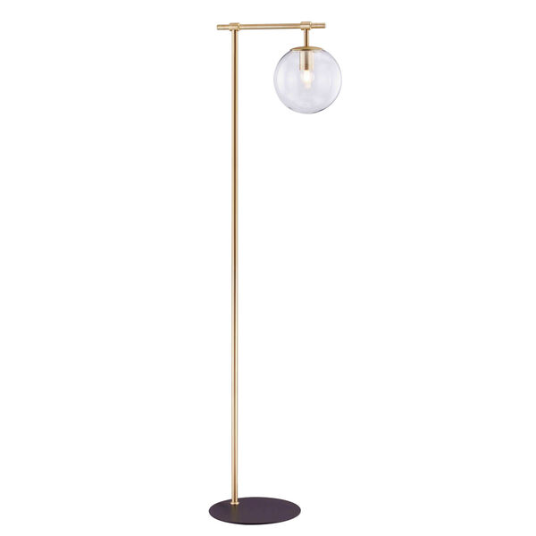 Lencho Gold Smoke Glass One-Light Floor Lamp, image 1