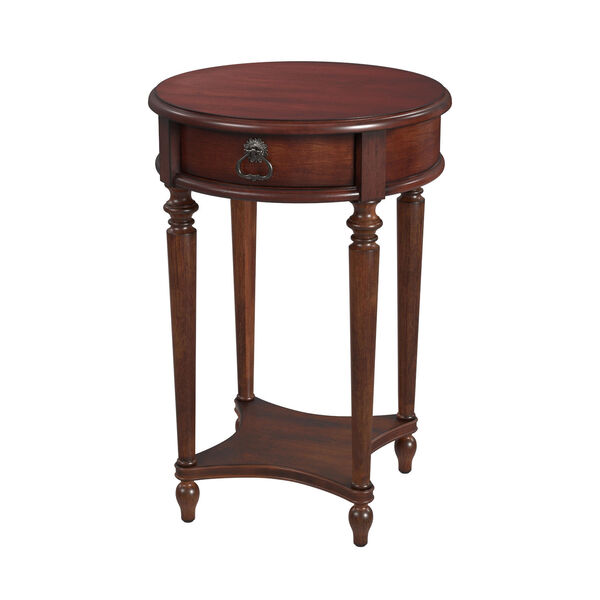 Jules Cherry Round Accent Table with Drawer, image 1