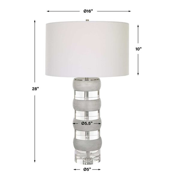 Band Together Brushed Nickel and White Crystal Table Lamp, image 3