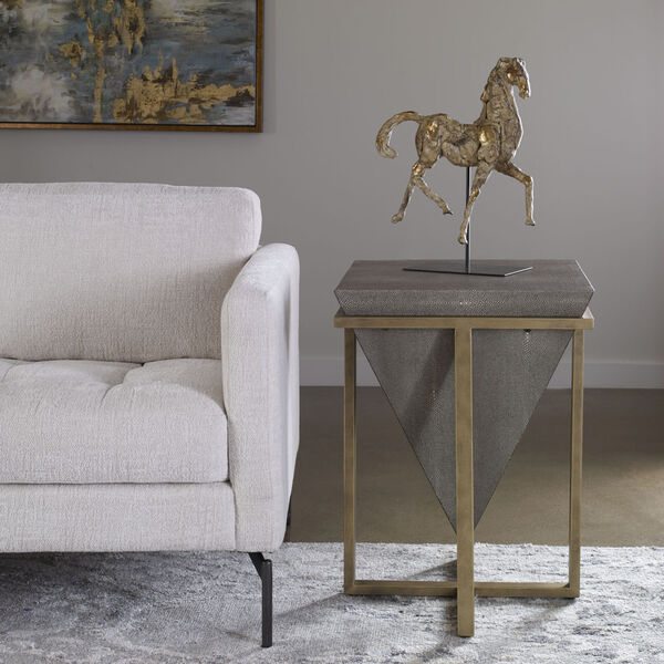 Bertrand Gray and Aged Gold Shagreen Accent Table, image 3