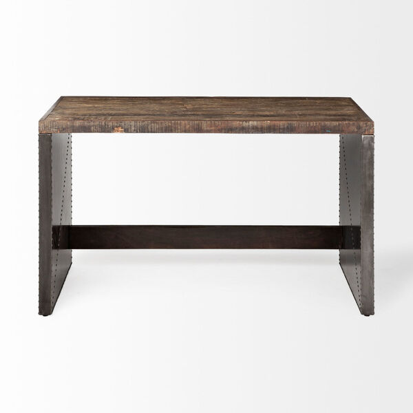 Orwell Brown Solid Wood Cladded Frame Writing Desk, image 2