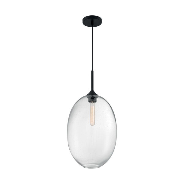 Aria Matte Black 23-Inch One-Light Pendant with Clear Seeded Glass, image 4