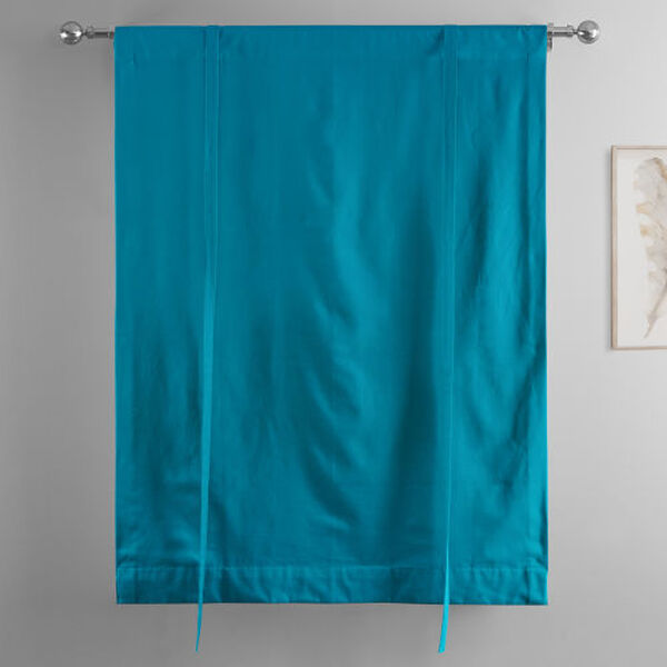 Capri Teal Solid Cotton Tie-Up Window Shade Single Panel, image 6